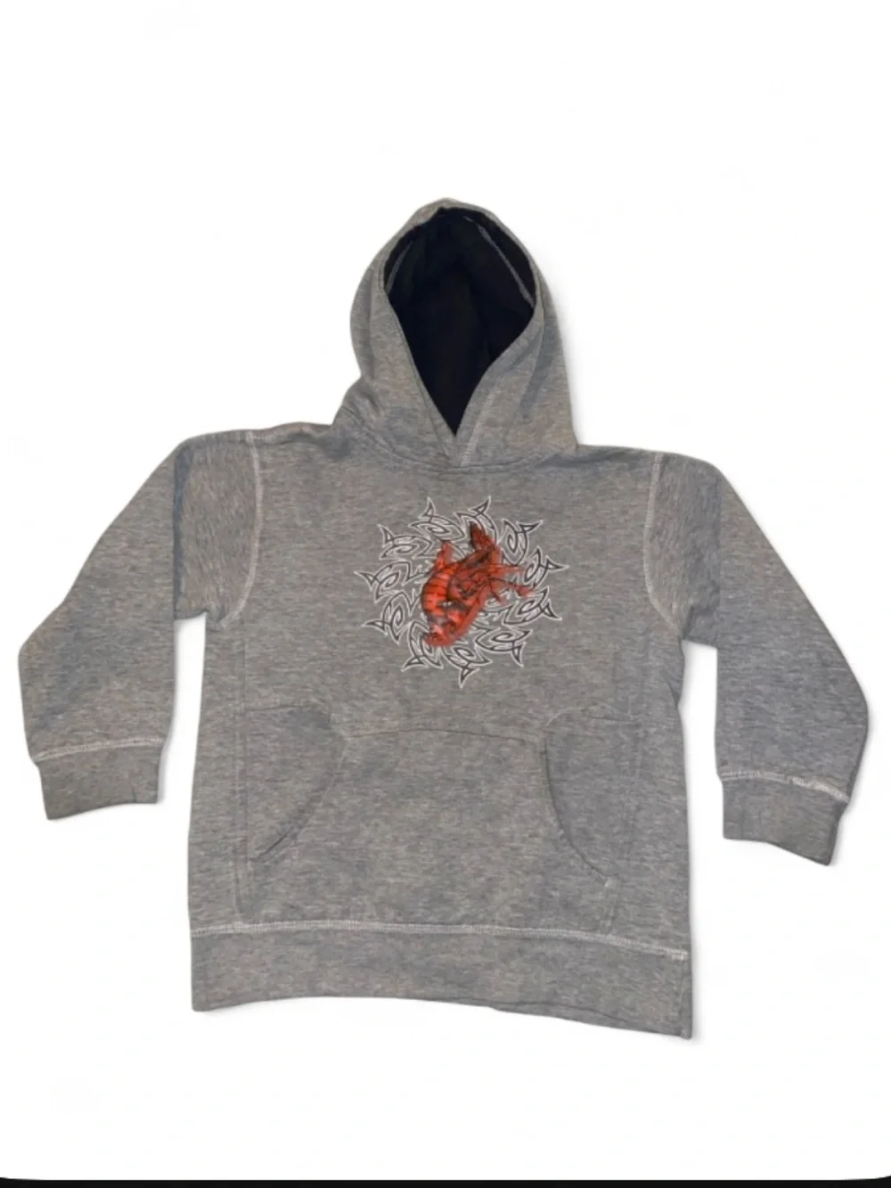 Gray hoodie with dragon graphic pullover